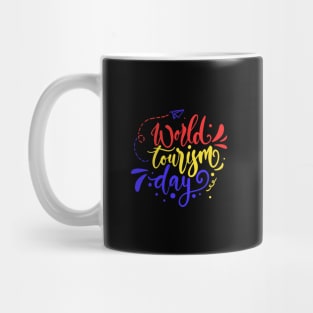 World Tourism Day Colorful Groovy Text - Travel Through Map Mug